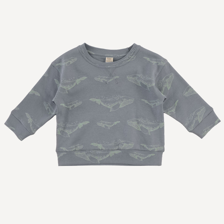 long sleeve cuffed jogger set | blue whale | organic cotton interlock