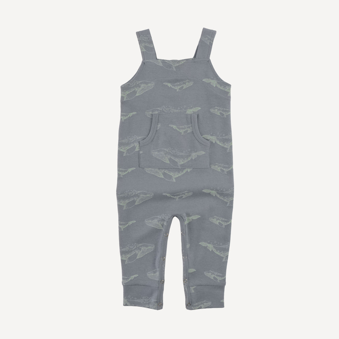 kanga pocket overall | blue whale | organic cotton interlock