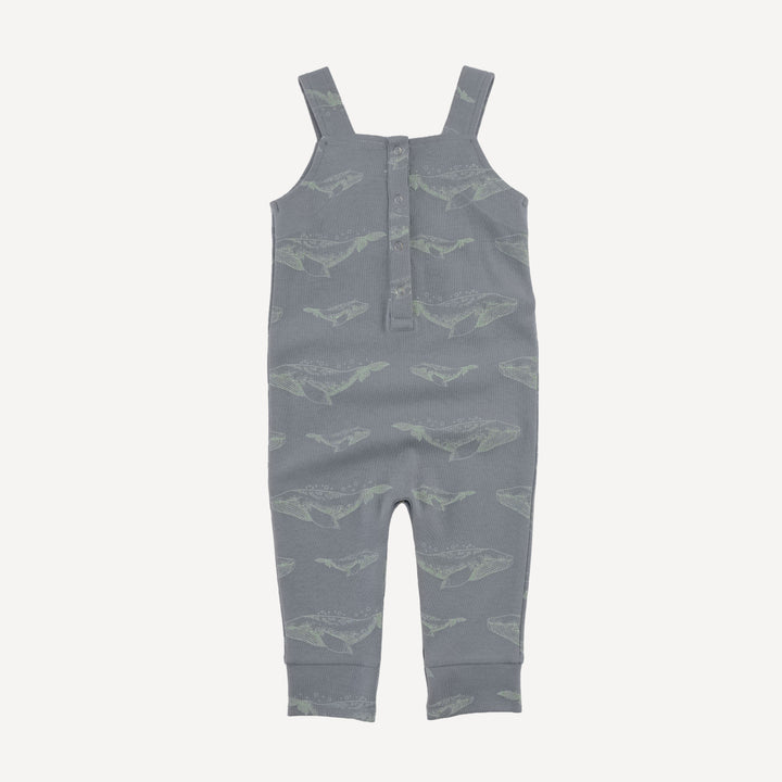 kanga pocket overall | blue whale | organic cotton interlock