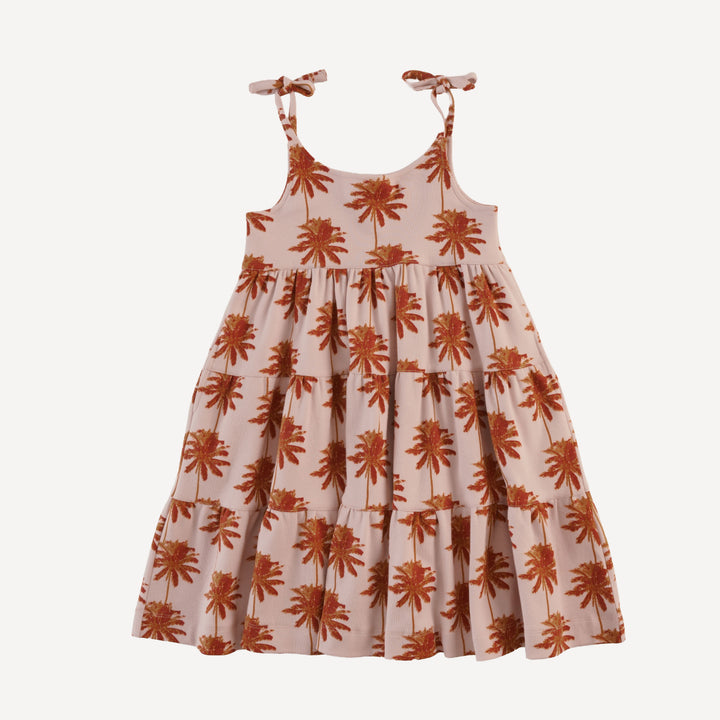 spaghetti tie prairie dress | mango palm | organic cotton interlock