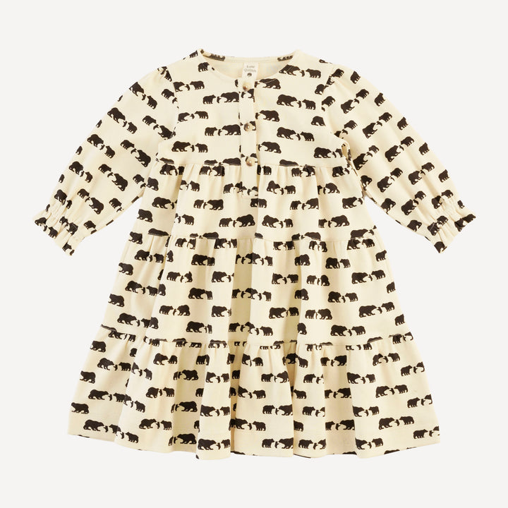 long sleeve prairie dress | bears | organic cotton interlock