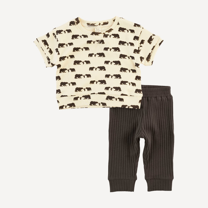 short sleeve relaxed cuffed jogger set | bears | organic cotton interlock