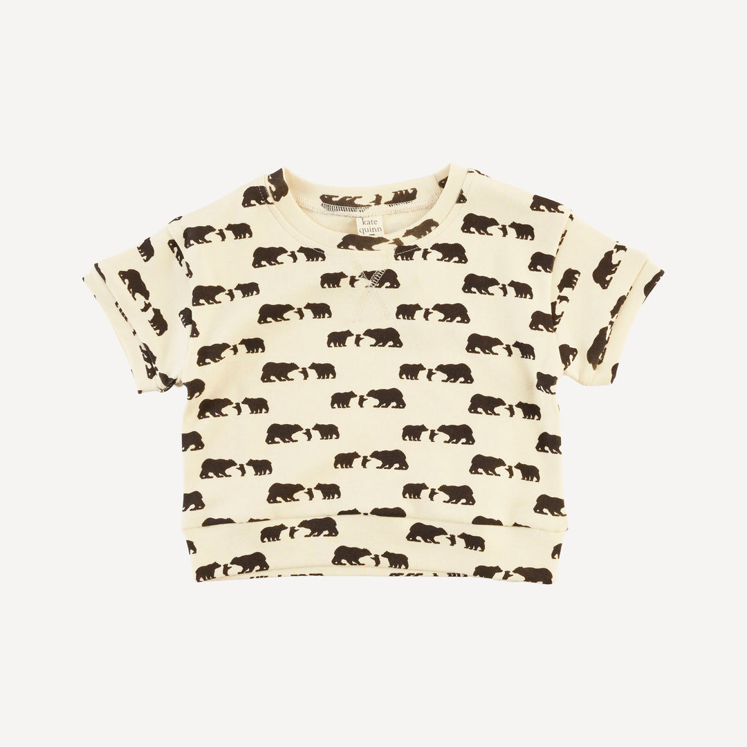 short sleeve relaxed cuffed jogger set | bears | organic cotton interlock