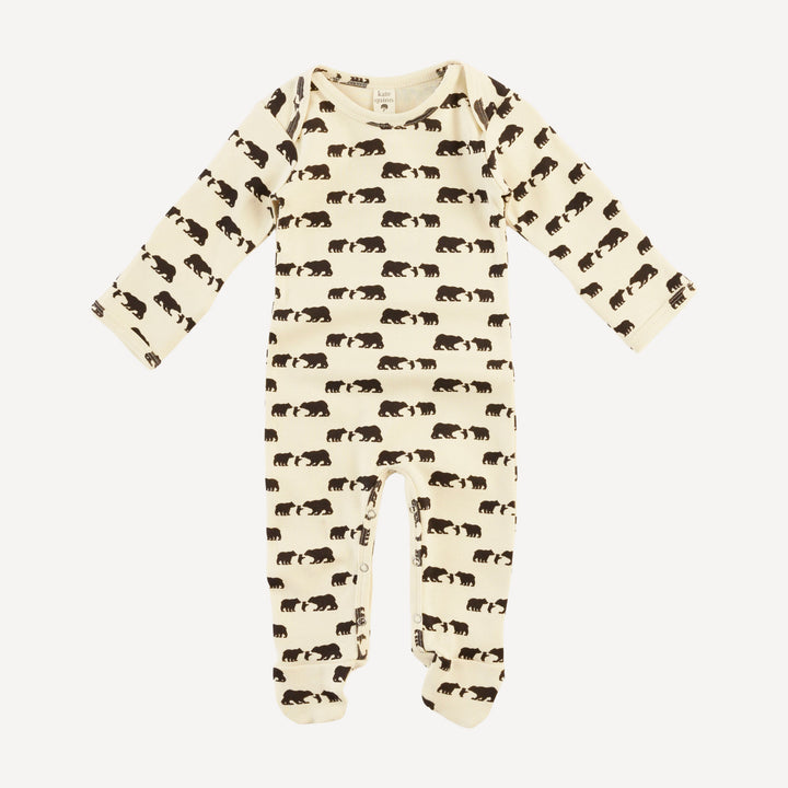 long sleeve lap neck footie | bears | organic cotton interlock