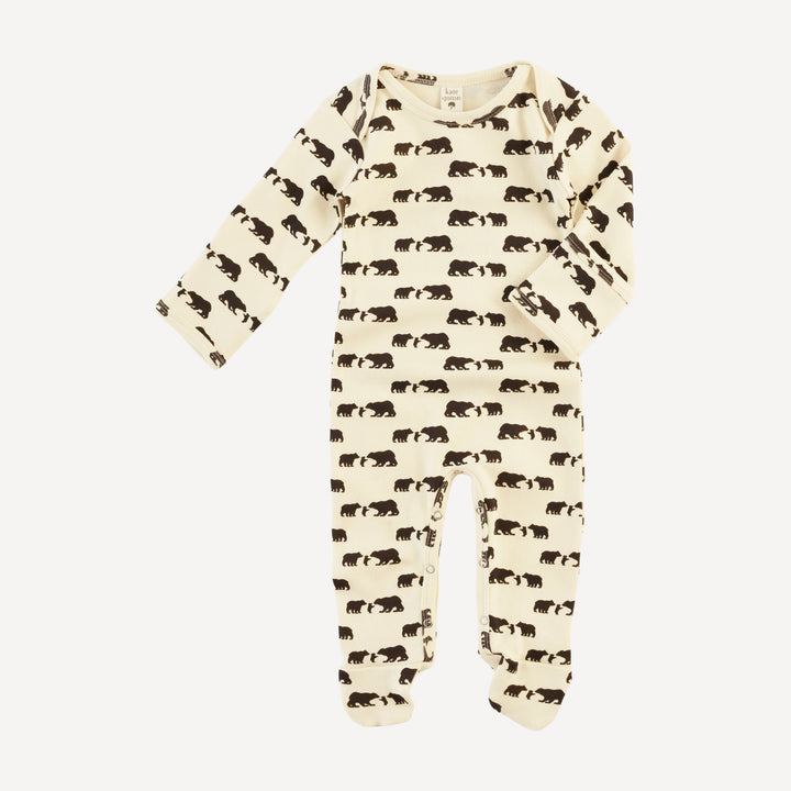long sleeve lap neck footie | bears | organic cotton interlock