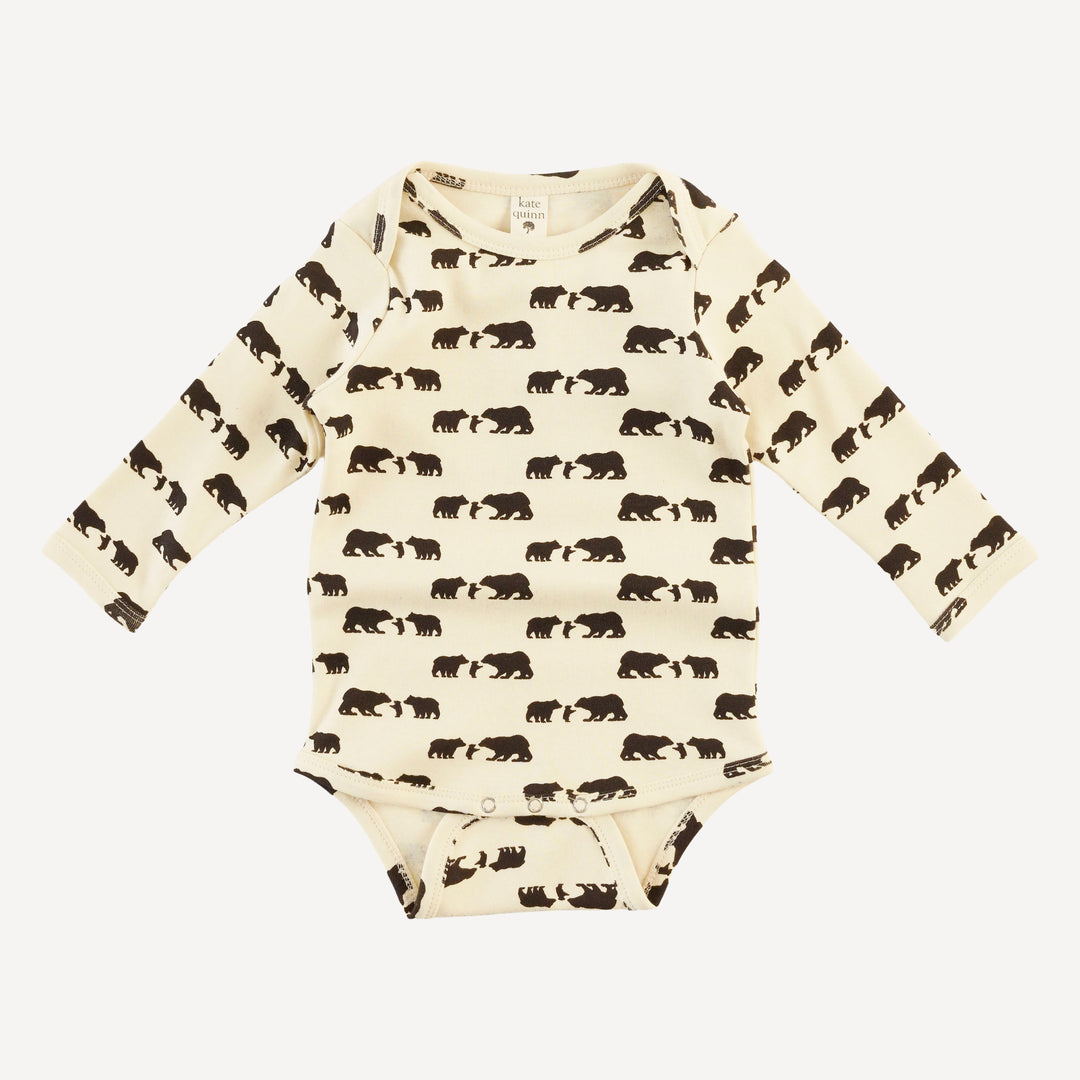 long sleeve lap neck bodysuit | bears | organic cotton interlock