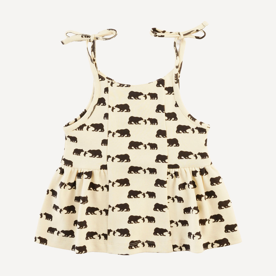 spaghetti tie ballerina top | bears | organic cotton interlock