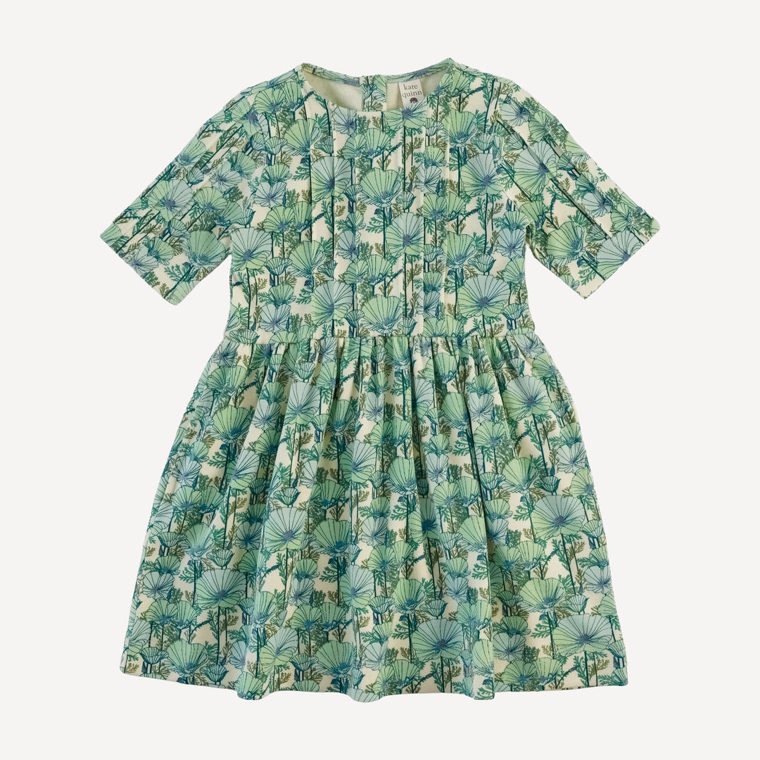 ruby dress | small aqua poppies | organic cotton interlock
