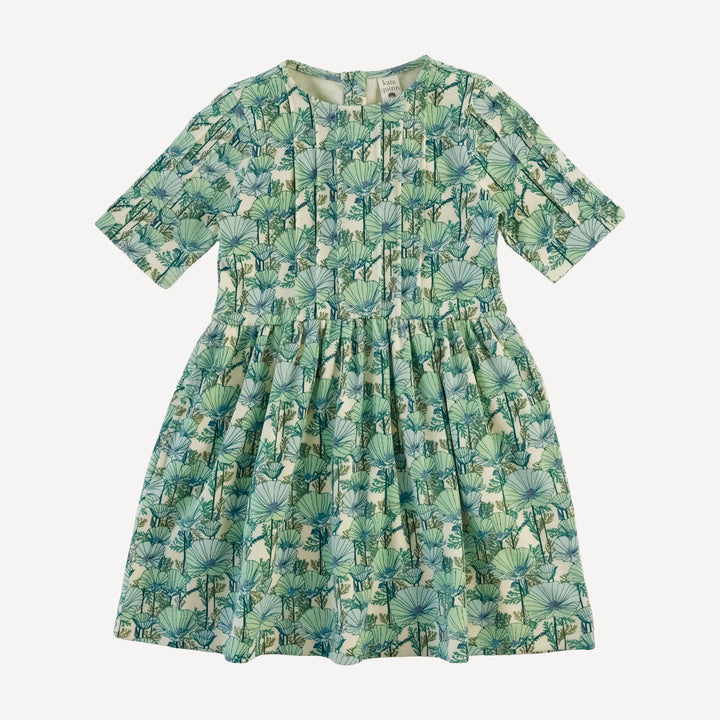 ruby dress | small aqua poppies | organic cotton interlock