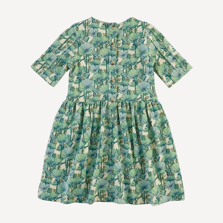ruby dress | small aqua poppies | organic cotton interlock
