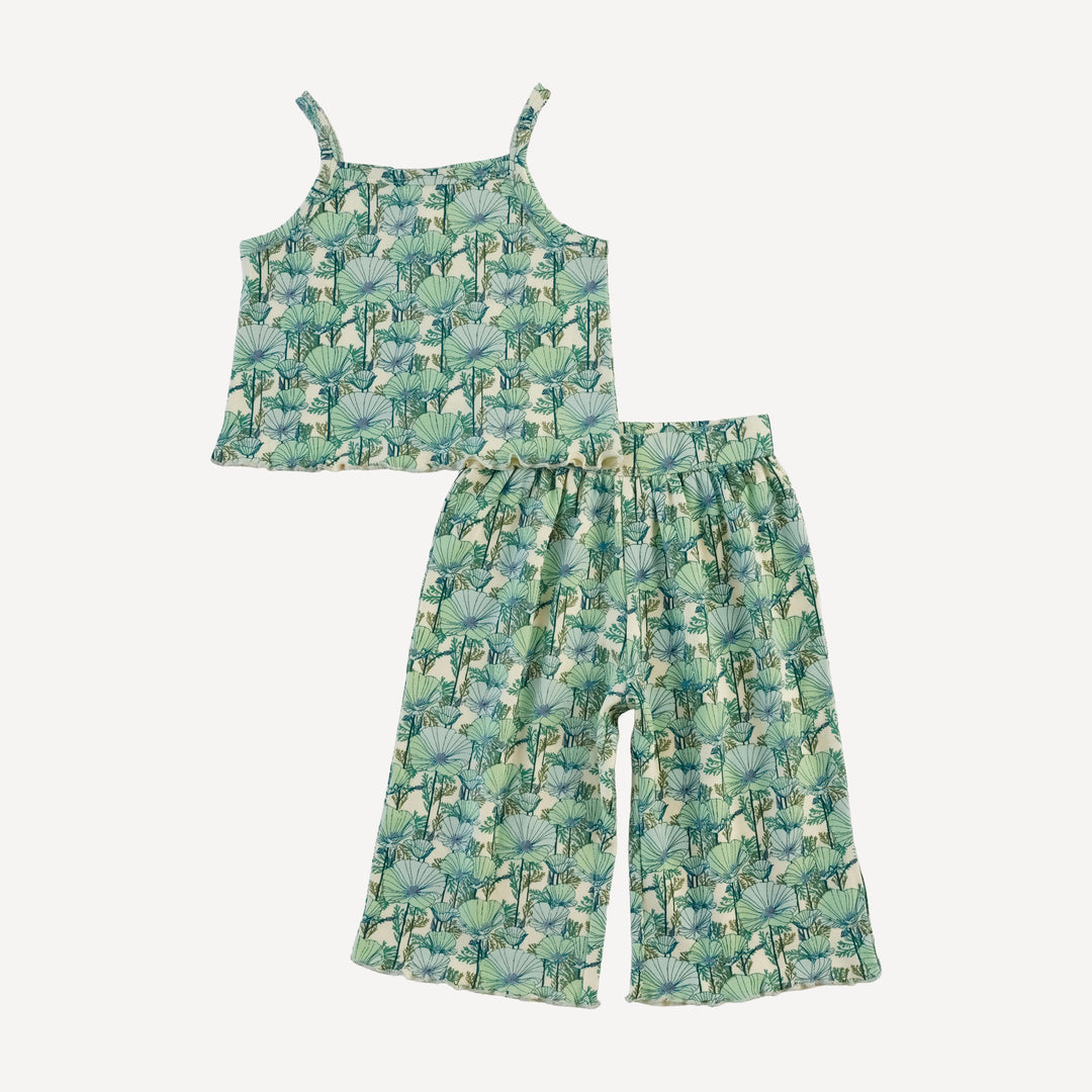 jade set | small aqua poppies | organic cotton interlock
