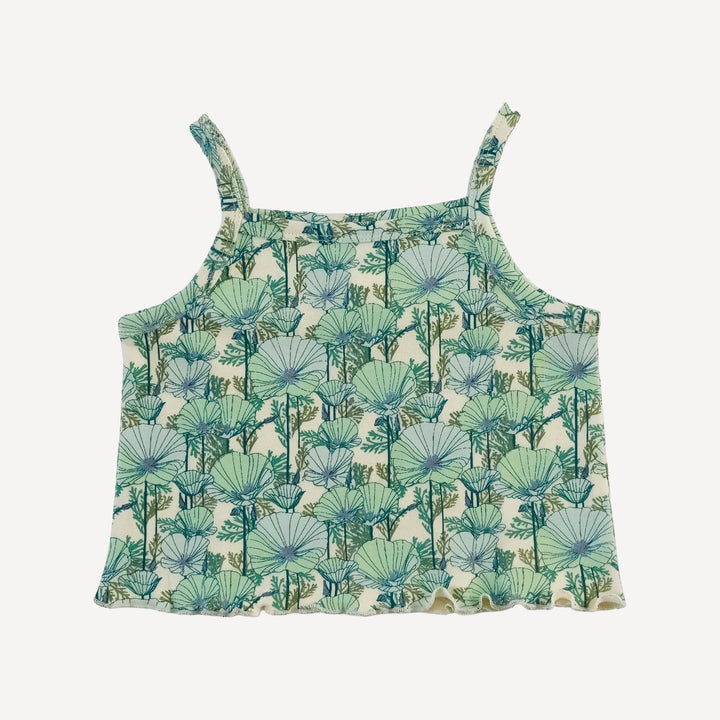 jade set | small aqua poppies | organic cotton interlock