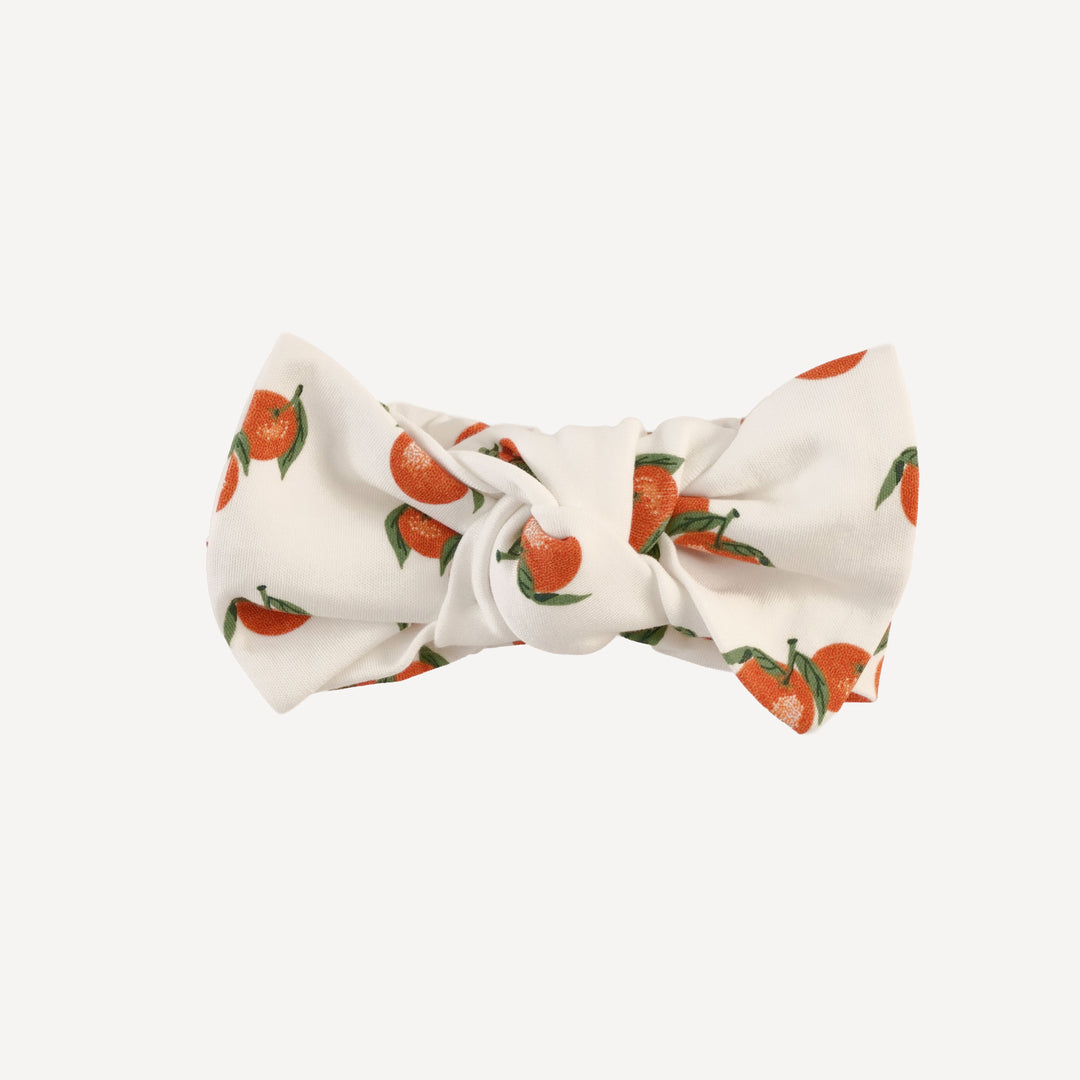 large bow elastic headband | clementine | organic cotton interlock