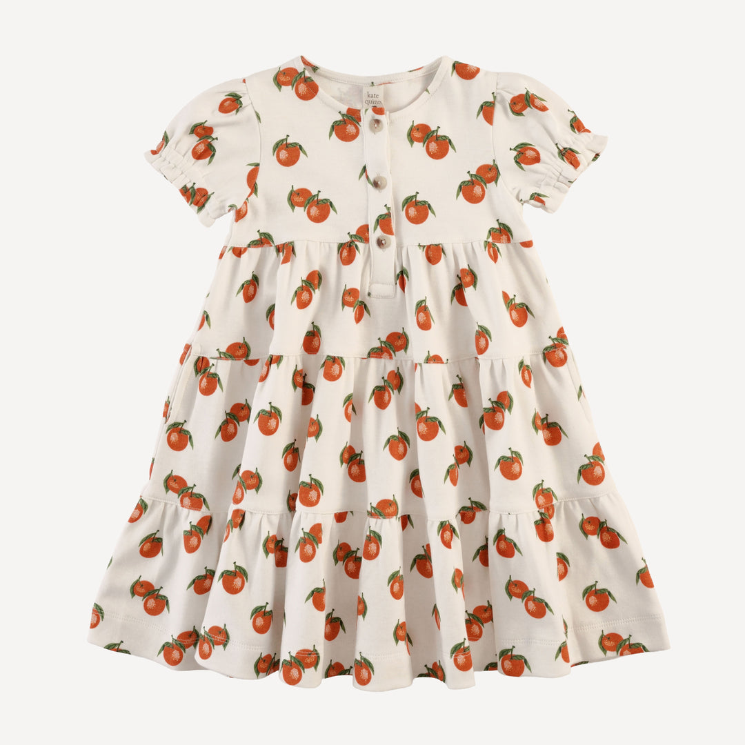 short puff sleeve prairie dress | clementine | organic cotton interlock