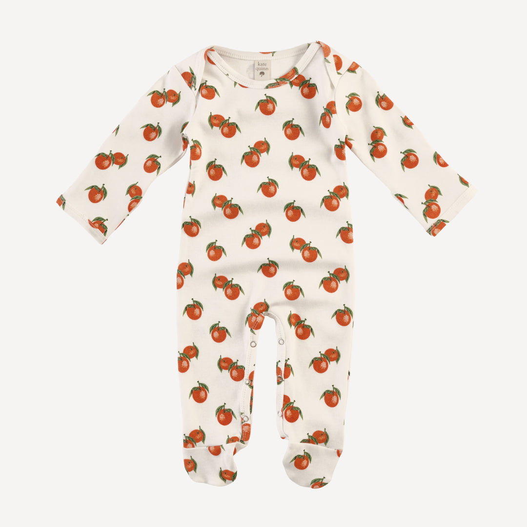 long sleeve lap neck footie | clementine | organic cotton interlock