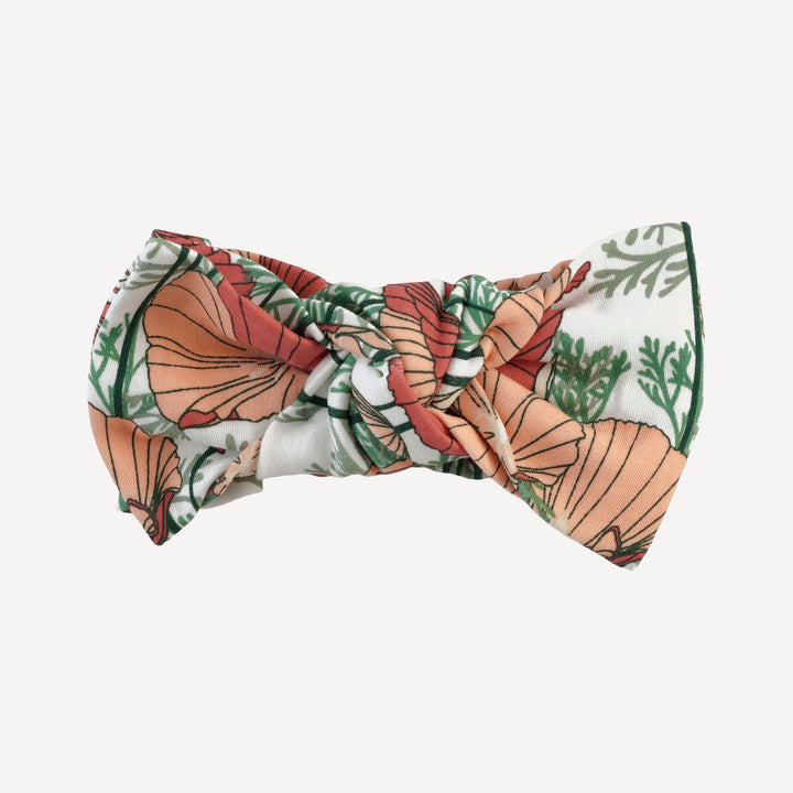 large bow elastic headband | california poppies | organic cotton interlock