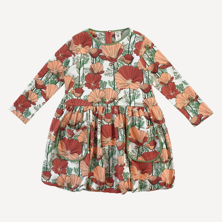 long sleeve ida dress | california poppies | organic cotton interlock