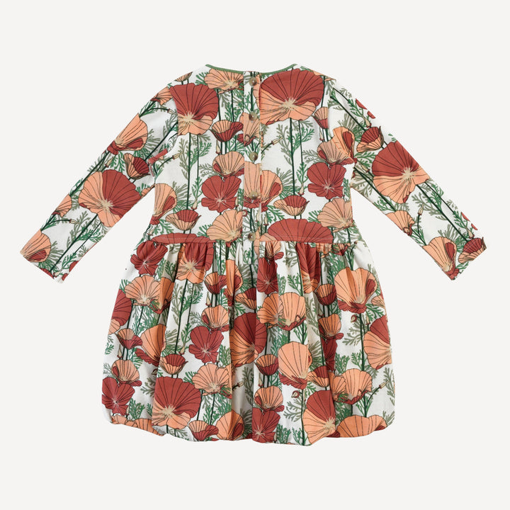 long sleeve ida dress | california poppies | organic cotton interlock