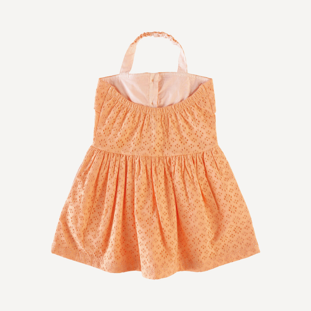 100 acre wood halter dress | soft apricot | organic cotton woven eyelet