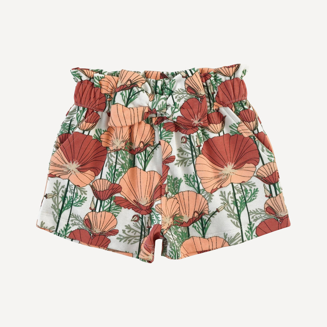paper bag short | california poppies | organic cotton interlock