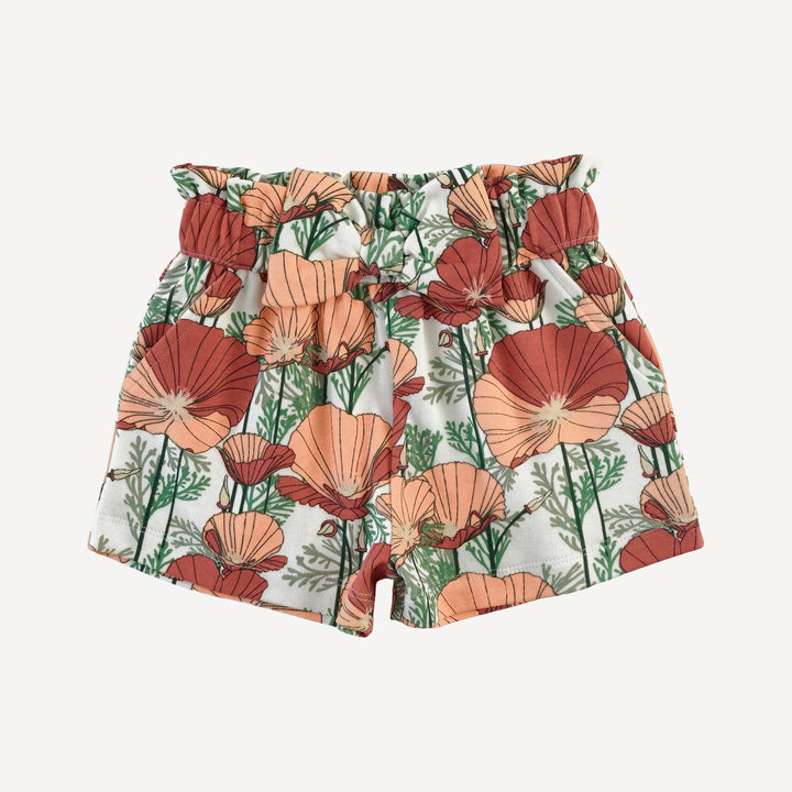 paper bag short | california poppies | organic cotton interlock