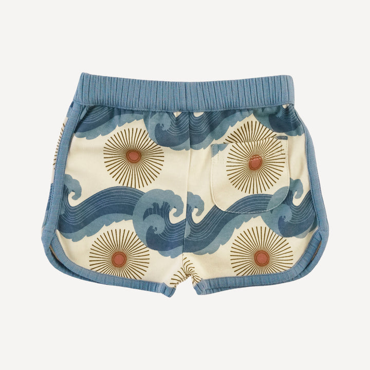 ringer tank + retro short set | blue ocean sun | organic cotton interlock