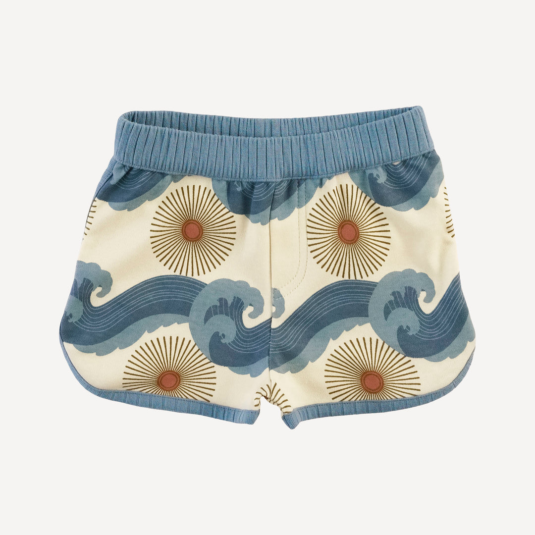 ringer tank + retro short set | blue ocean sun | organic cotton interlock