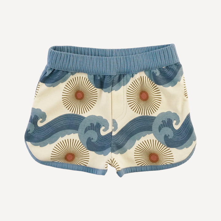 ringer tank + retro short set | blue ocean sun | organic cotton interlock