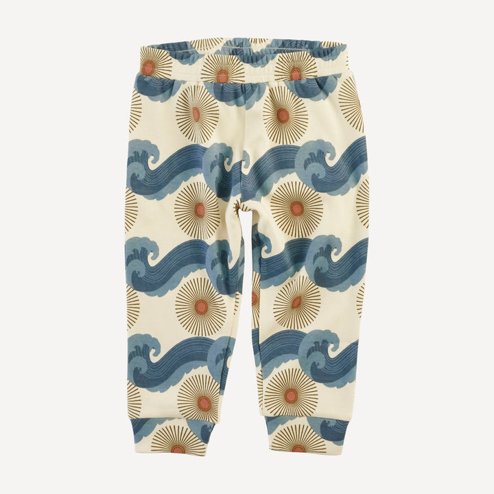 long sleeve hooded cuffed jogger set | blue ocean sun | organic cotton interlock