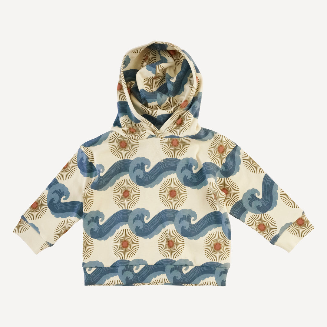 long sleeve hooded cuffed jogger set | blue ocean sun | organic cotton interlock