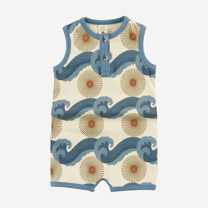 henley racerback shortie | blue ocean sun | organic cotton interlock