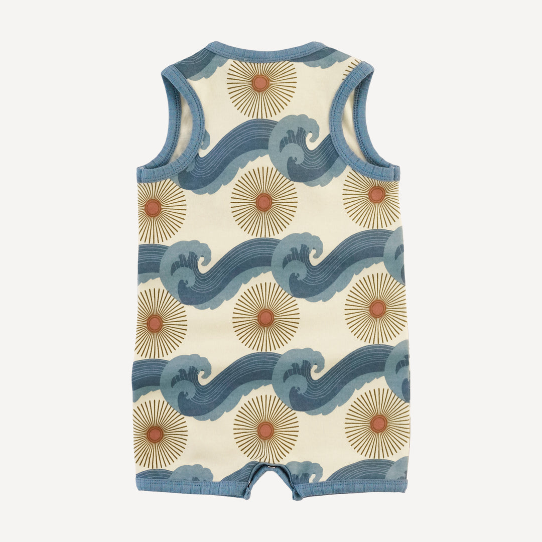 henley racerback shortie | blue ocean sun | organic cotton interlock