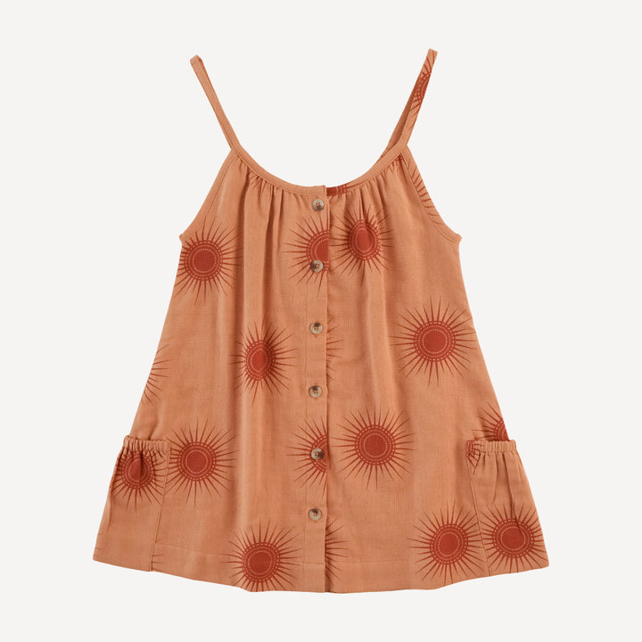 sleeveless button pocket dress | mango sun | organic cotton gauze