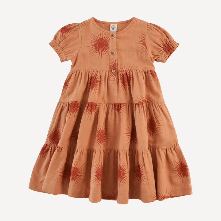 short puff sleeve prairie dress | mango sun | organic cotton gauze