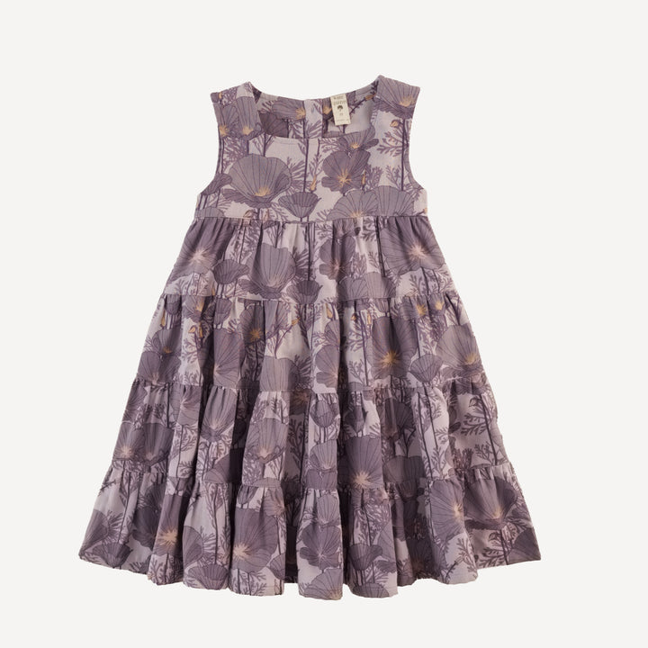 fiesta dress | large purple poppies | organic cotton gauze