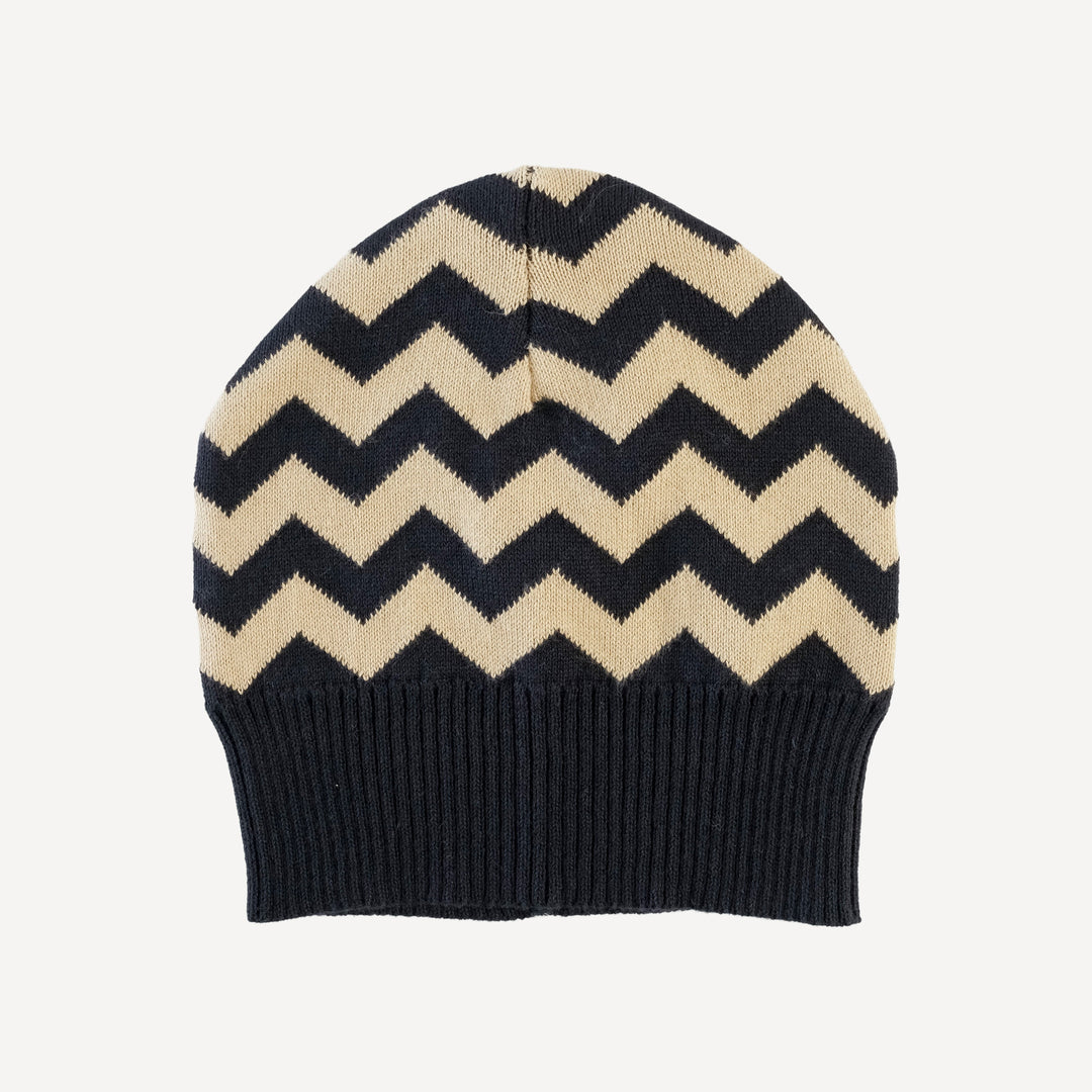 sweater beanie | black chevron stripe | organic cotton jacquard knit