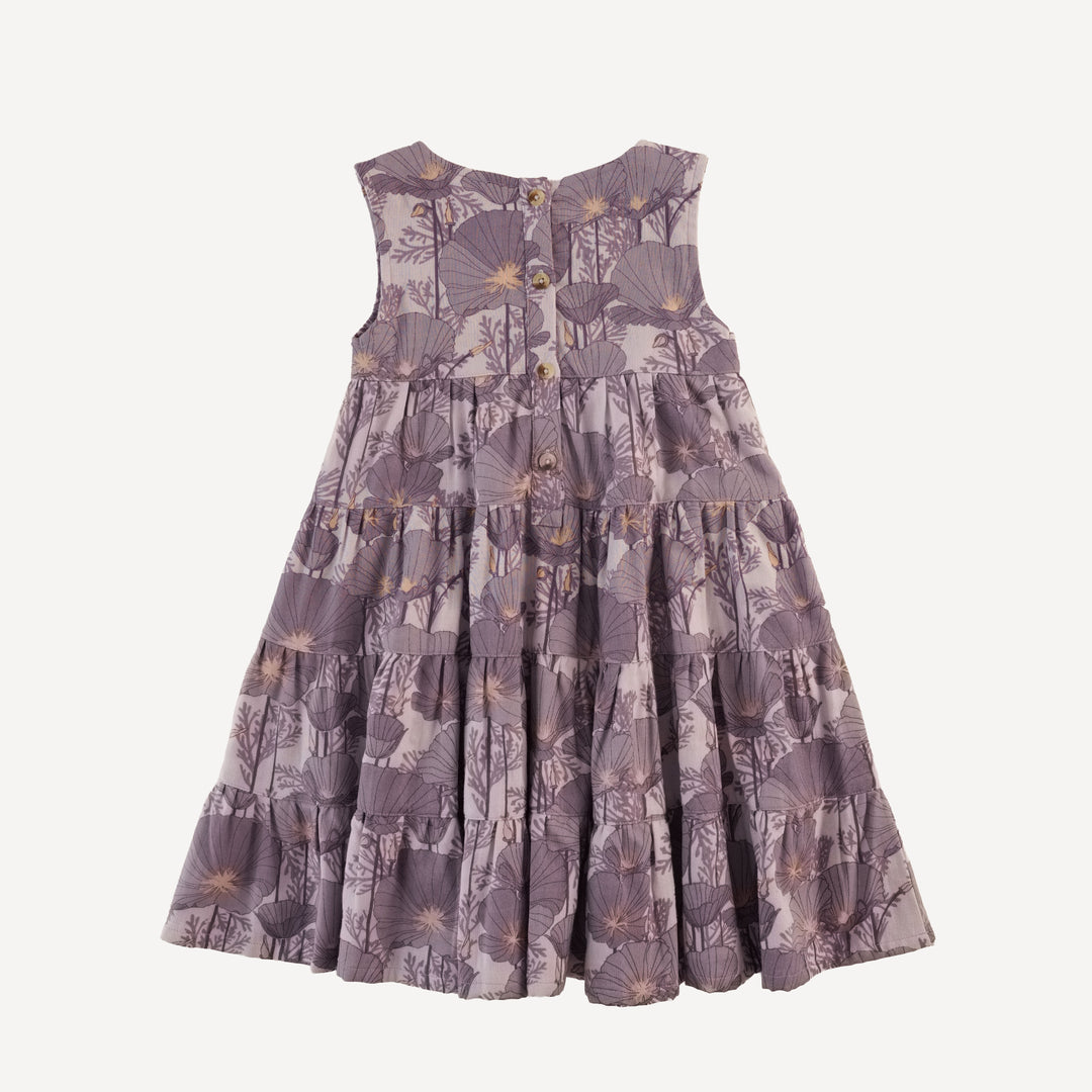 fiesta dress | large purple poppies | organic cotton gauze