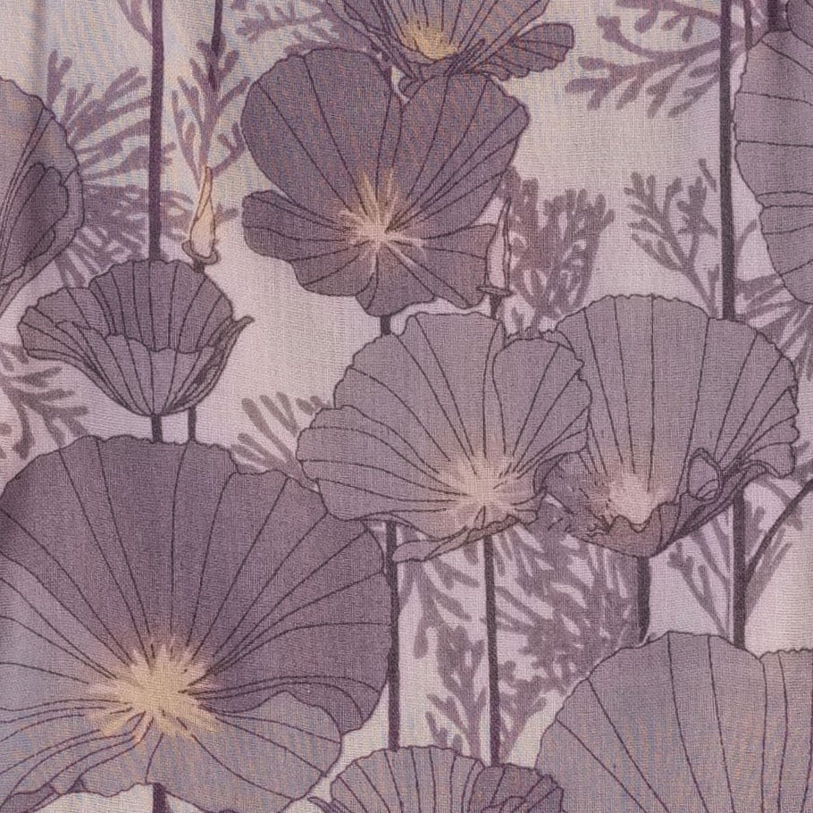 sleeveless button pocket dress | large purple poppies | organic cotton gauze