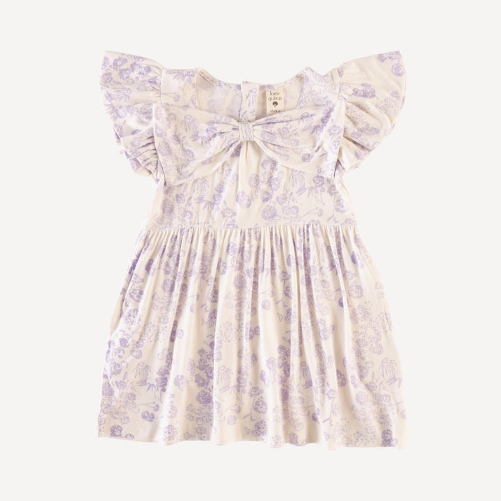 sleeveless bow dress | lilac scatter | organic cotton jersey