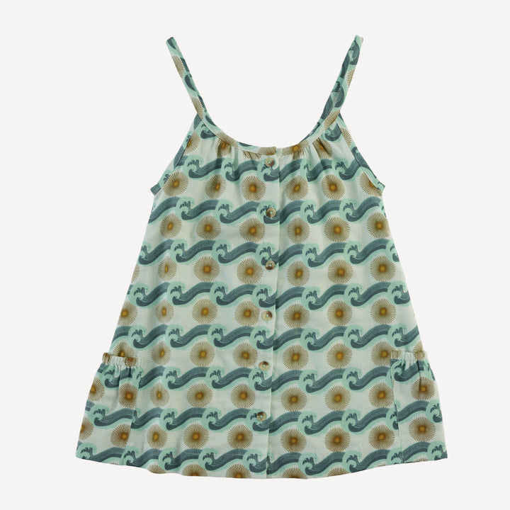 sleeveless button pocket dress | aqua ocean sun | organic cotton gauze