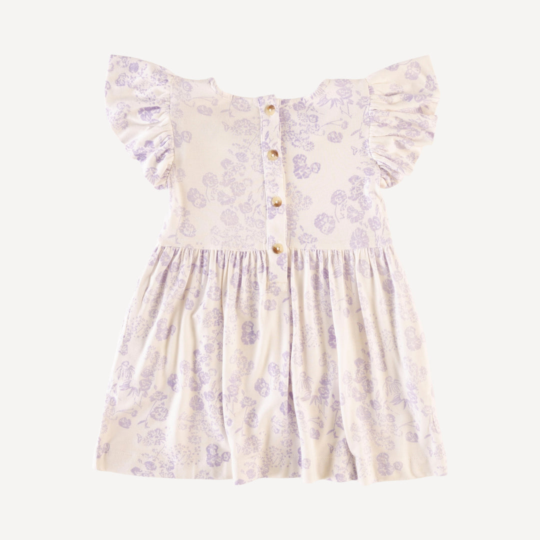 sleeveless bow dress | lilac scatter | organic cotton jersey