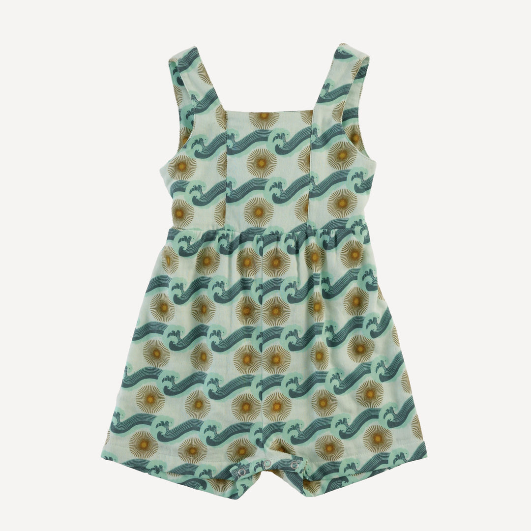 tie back shortie jumpsuit | aqua ocean sun | organic cotton gauze