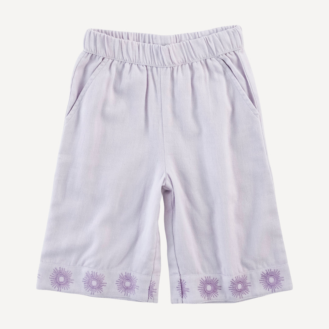 double ruffle sunsuit top + sun embroidered gaucho pant | thistle | organic cotton gauze