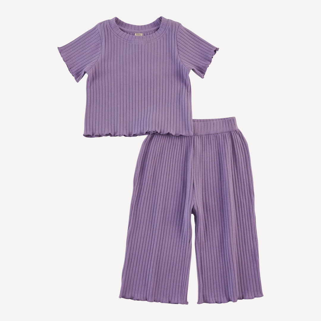 short sleeve jade set | violet bloom | organic cotton wide rib
