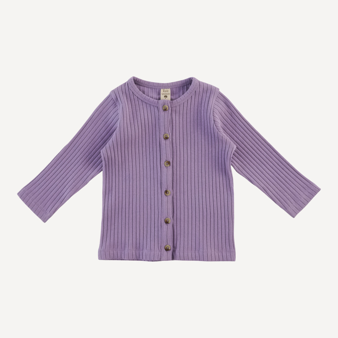 long sleeve cardigan | violet bloom | organic cotton wide rib
