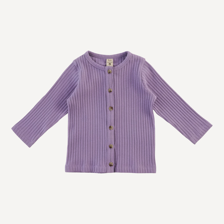 long sleeve cardigan | violet bloom | organic cotton wide rib