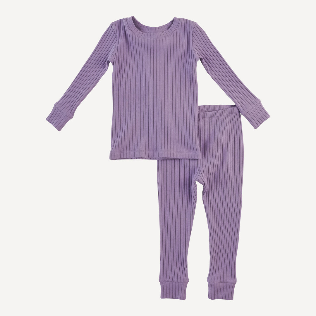 long sleeve crew neck pj set | violet bloom | organic cotton wide rib