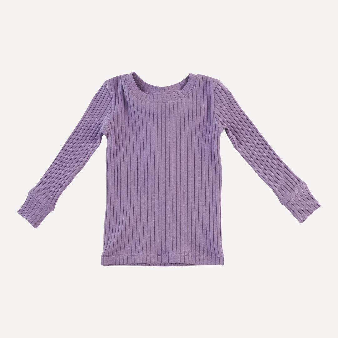 long sleeve crew neck pj set | violet bloom | organic cotton wide rib