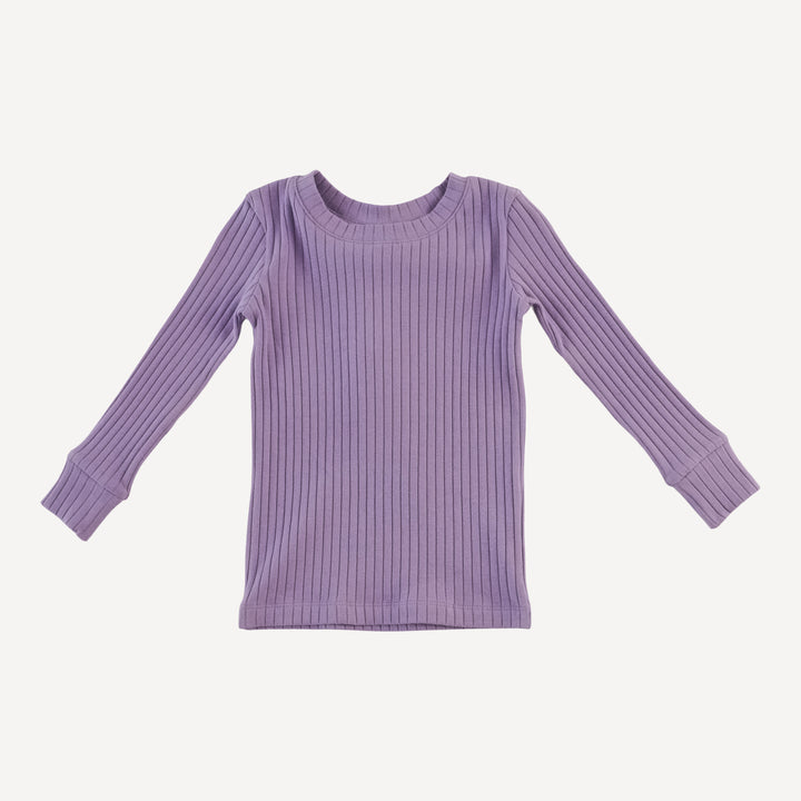 long sleeve crew neck pj set | violet bloom | organic cotton wide rib