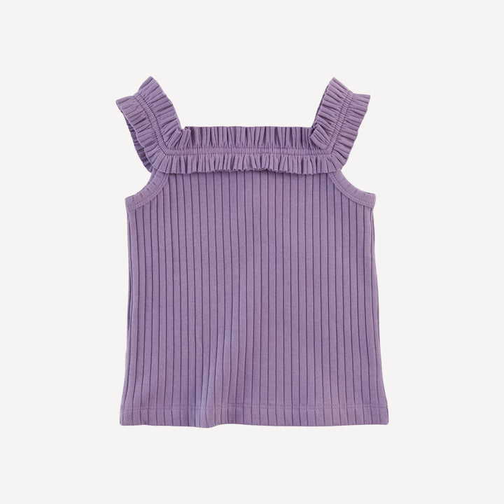 ruffle square neck tank | violet bloom | organic cotton wide rib